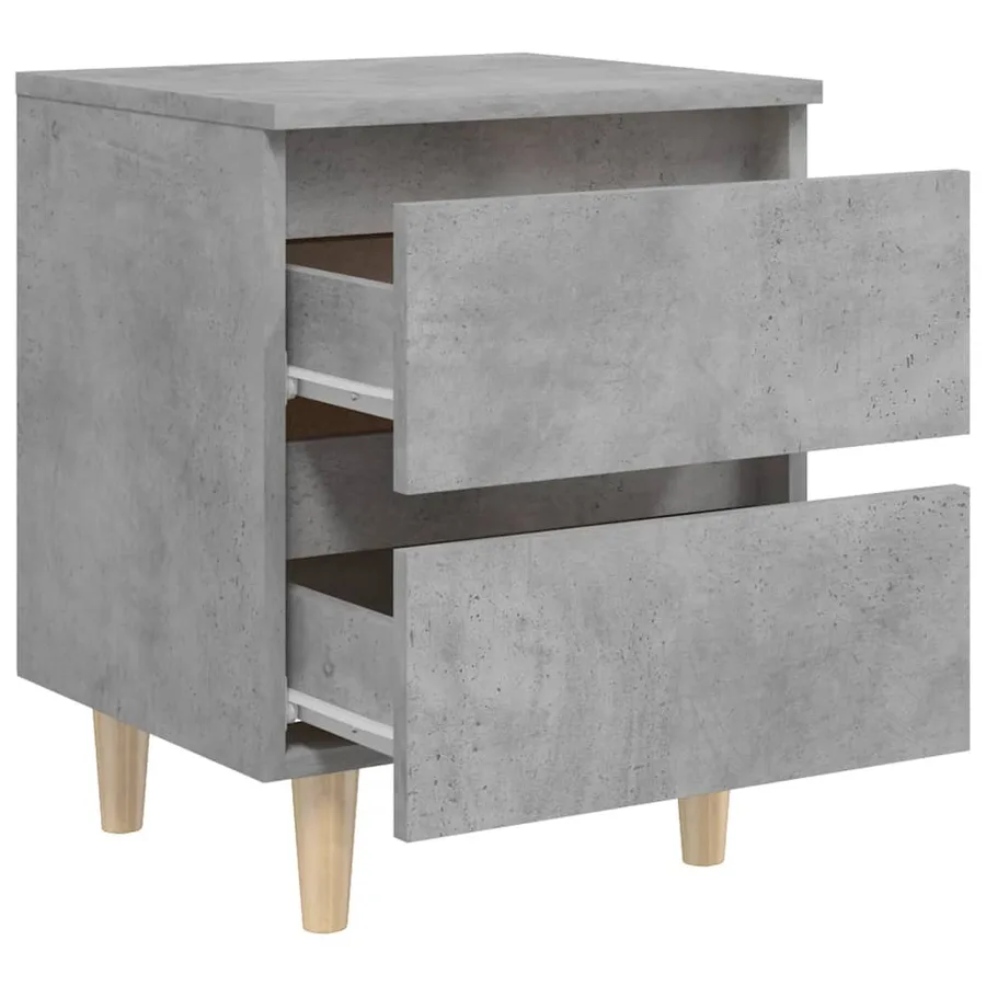 Tables de chevet pieds en pin 2 pcs gris béton 40x35x50 cm - 6