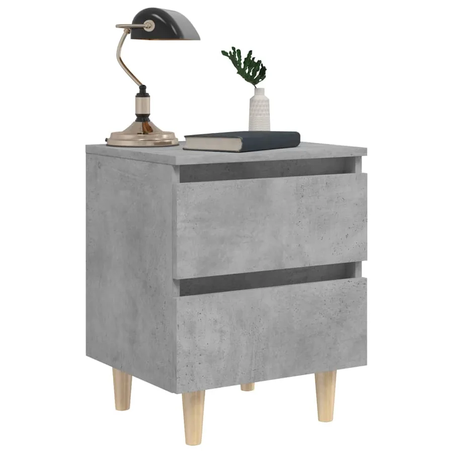 Tables de chevet pieds en pin 2 pcs gris béton 40x35x50 cm - 8