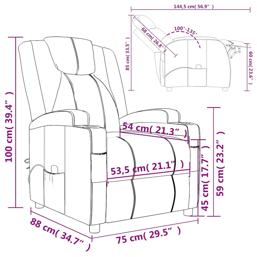 Fauteuil de massage Marron Similicuir - 11