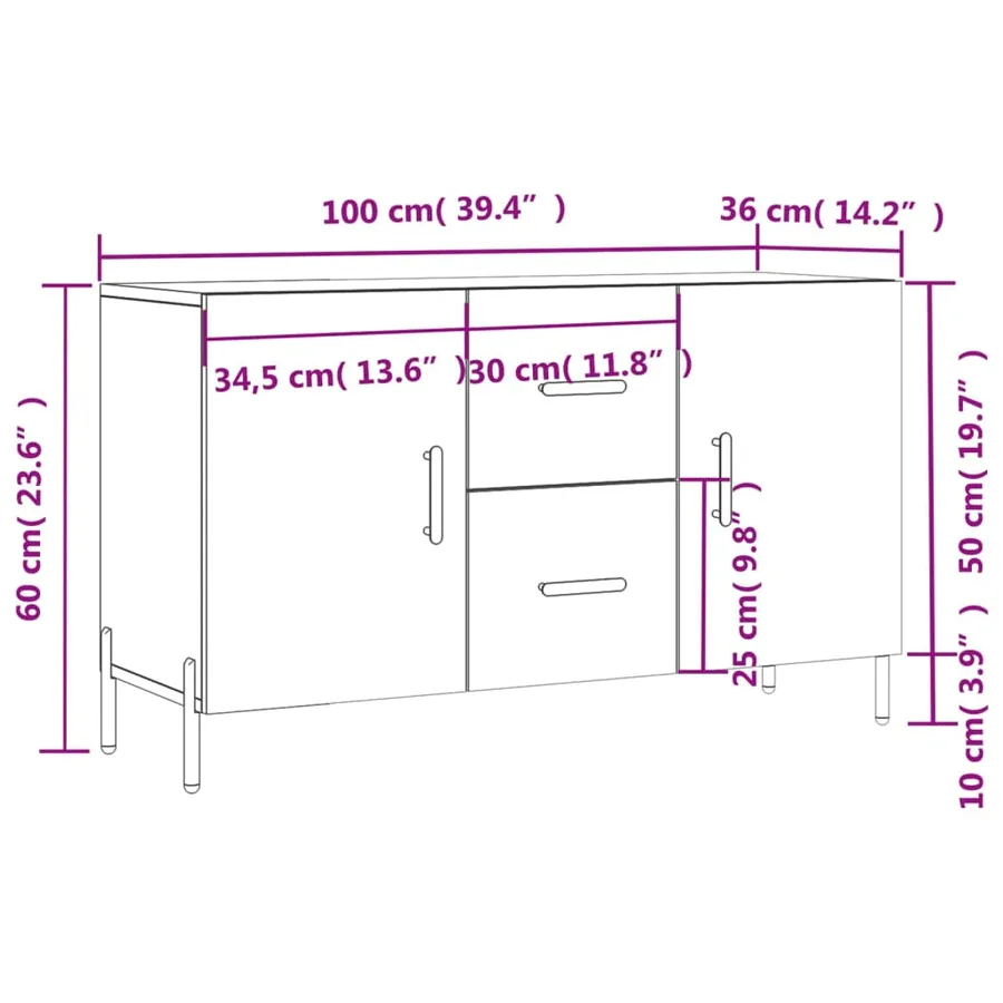 Buffet blanc 100x36x60 cm bois d'ingénierie - 13