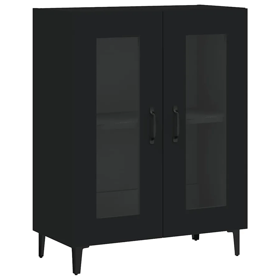 Buffet noir 69,5x34x90 cm bois d'ingénierie - 2