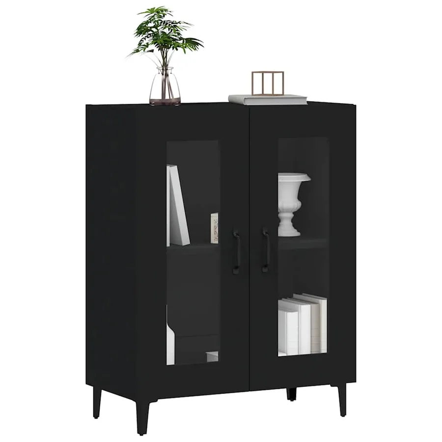Buffet noir 69,5x34x90 cm bois d'ingénierie - 3