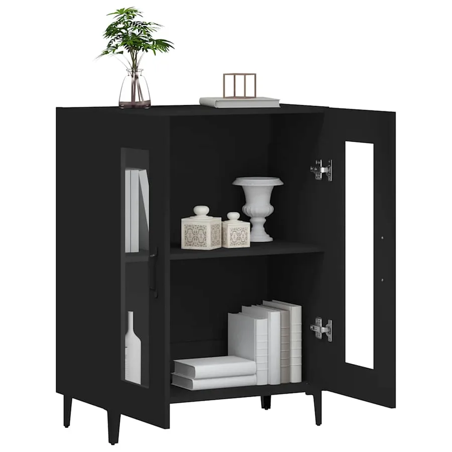 Buffet noir 69,5x34x90 cm bois d'ingénierie - 4