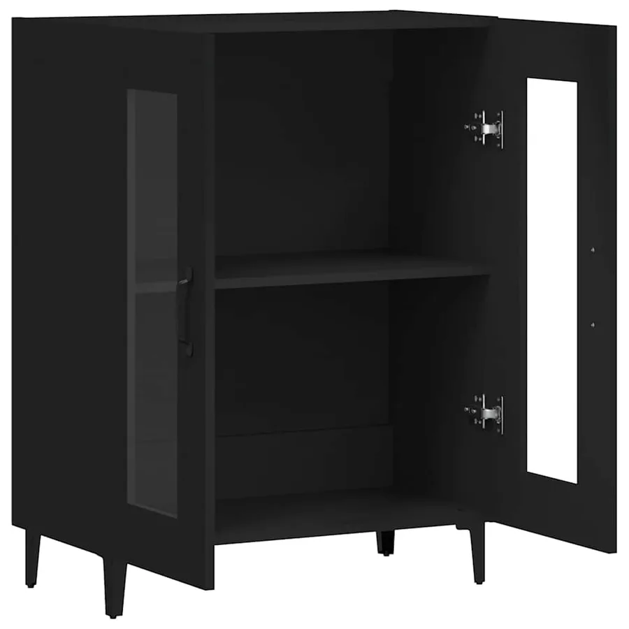 Buffet noir 69,5x34x90 cm bois d'ingénierie - 5