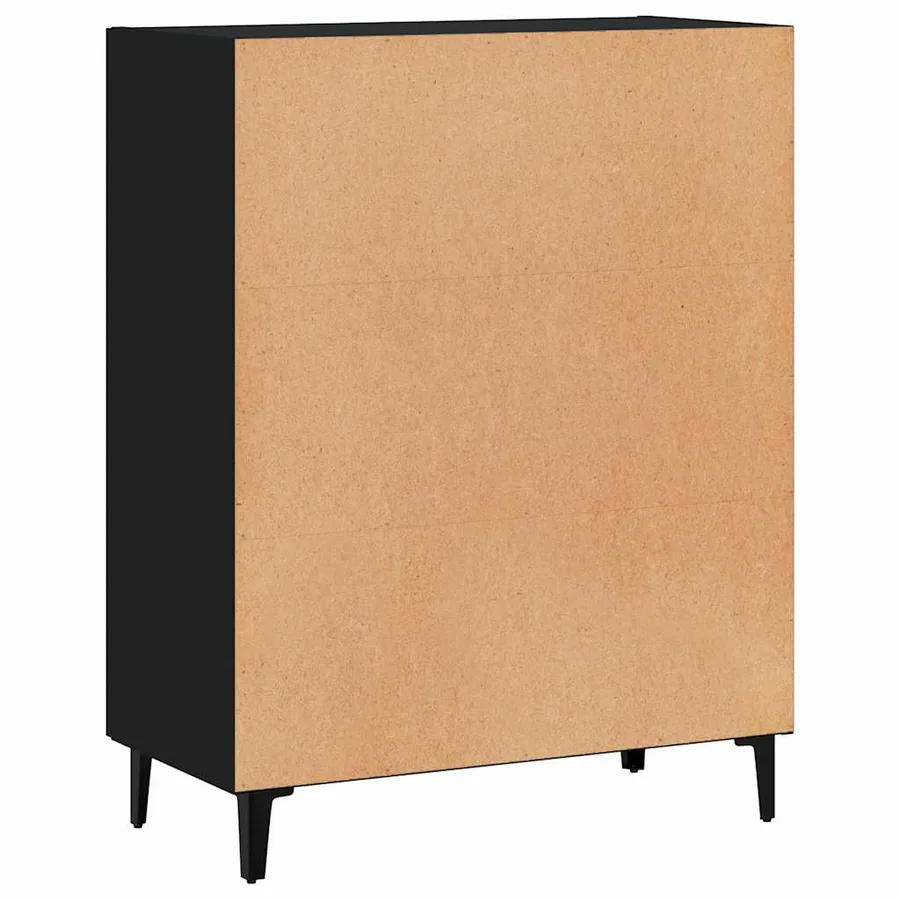 Buffet noir 69,5x34x90 cm bois d'ingénierie - 8