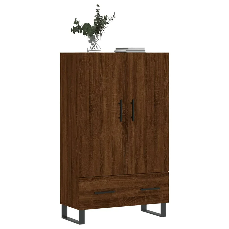 Buffet haut chêne marron 69,5x31x115 cm bois d'ingénierie - 3