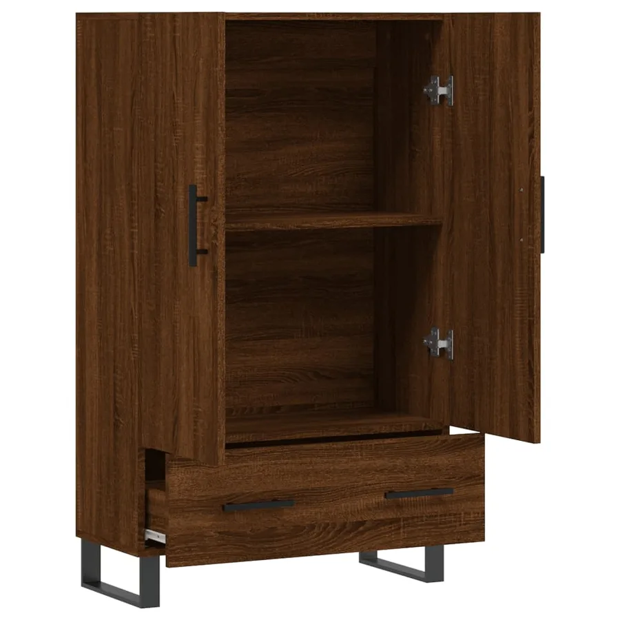 Buffet haut chêne marron 69,5x31x115 cm bois d'ingénierie - 5