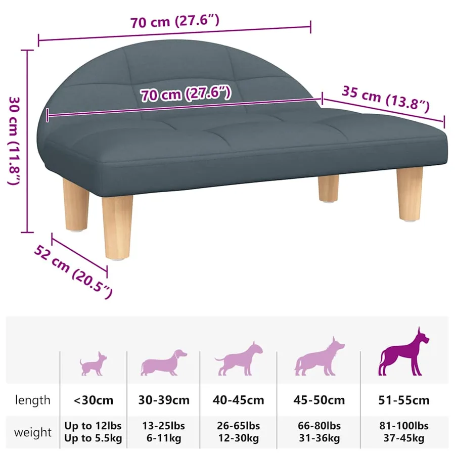 Lit pour chien gris foncé 70x52x30 cm tissu - 7