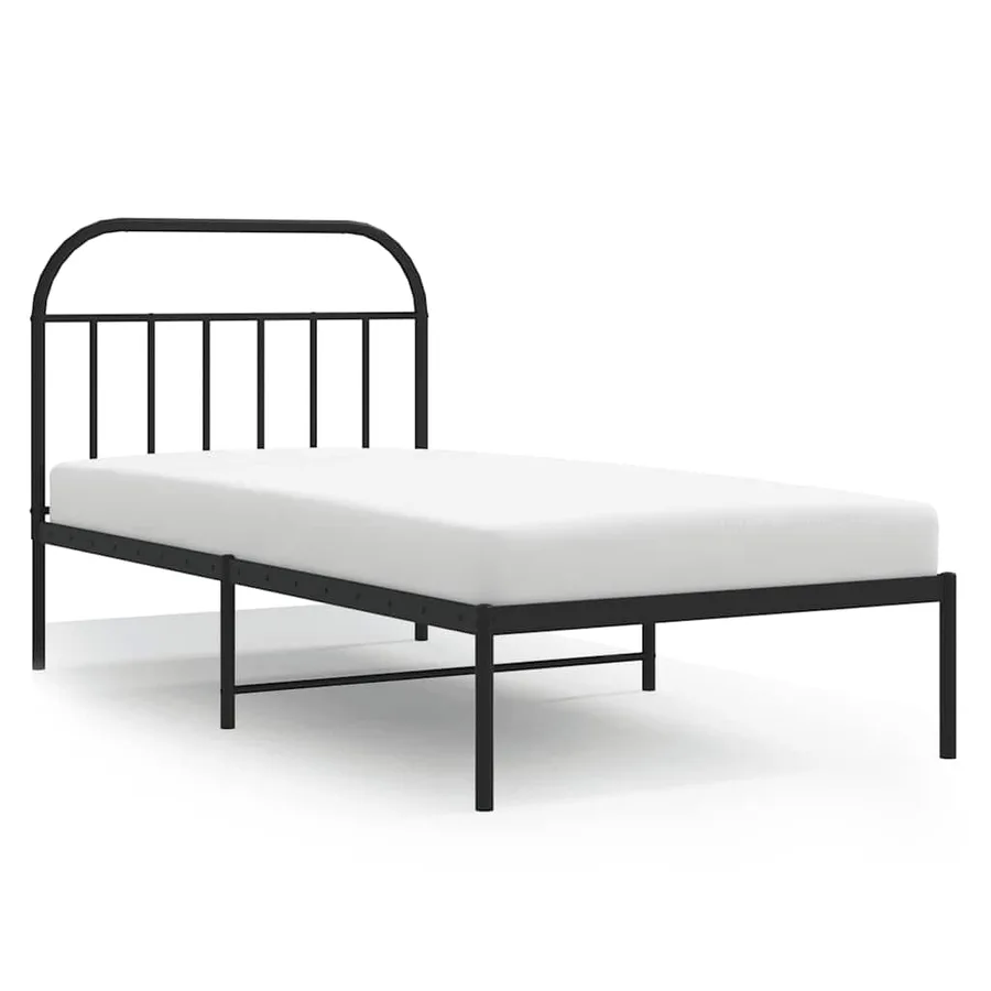 Cadre de lit métal sans matelas avec tête de lit noir 100x200cm - 2