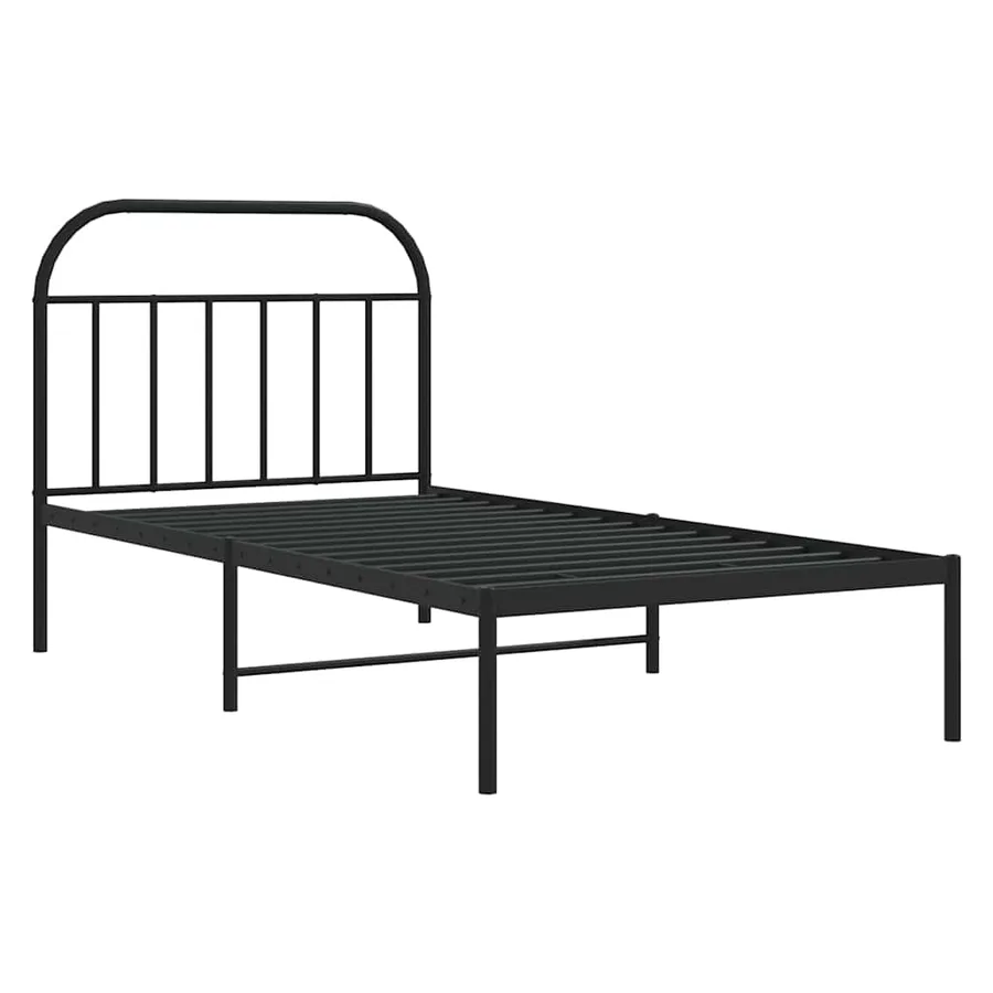 Cadre de lit métal sans matelas avec tête de lit noir 100x200cm - 3