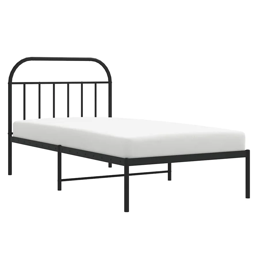 Cadre de lit métal sans matelas avec tête de lit noir 100x200cm - 5