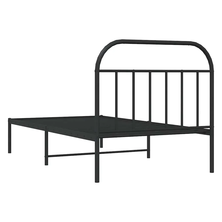 Cadre de lit métal sans matelas avec tête de lit noir 100x200cm - 8