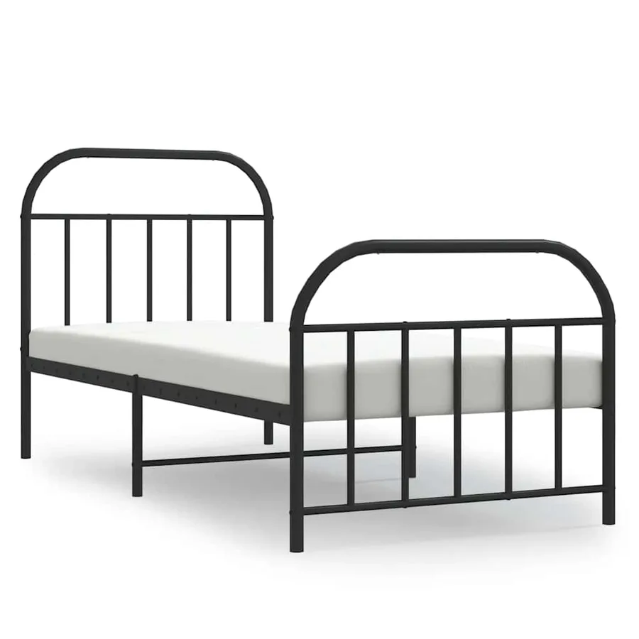 Cadre de lit métal sans matelas avec pied de lit noir 90x190 cm - 2