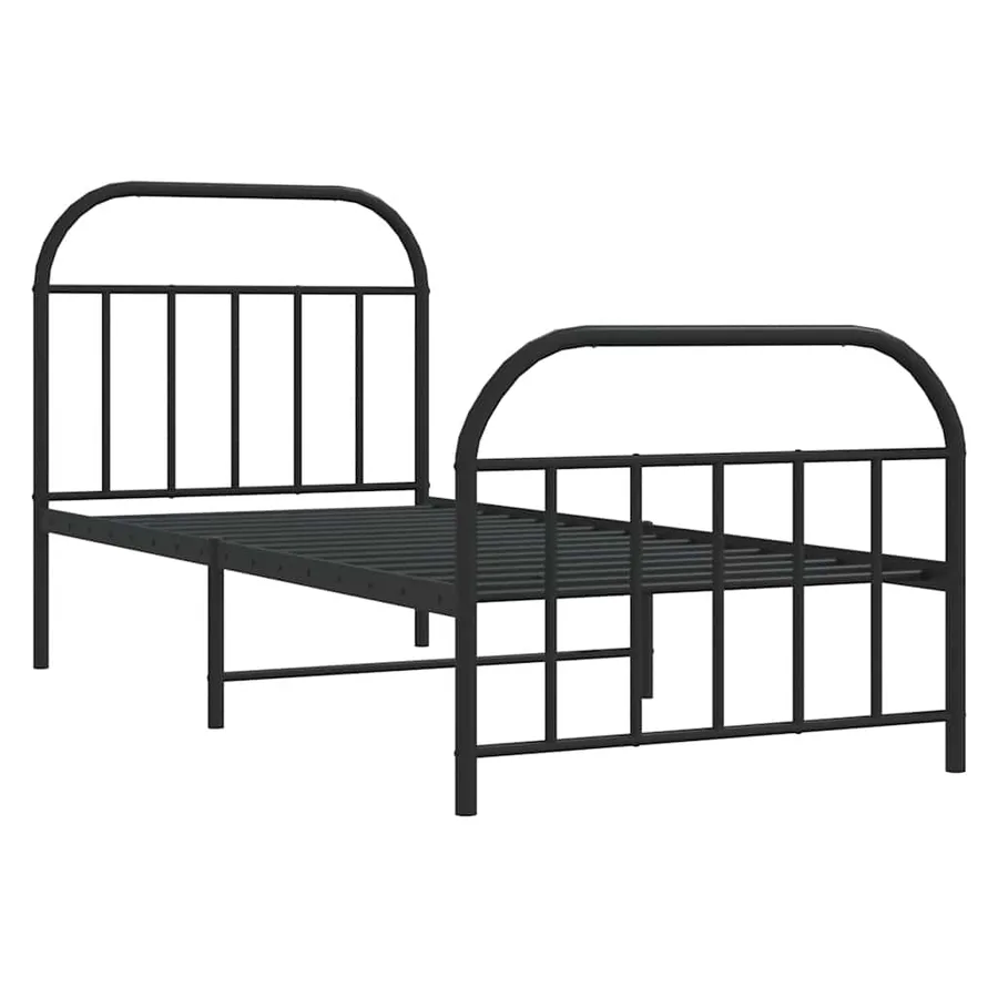 Cadre de lit métal sans matelas avec pied de lit noir 90x190 cm - 3