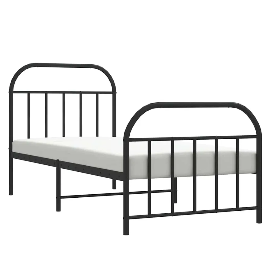 Cadre de lit métal sans matelas avec pied de lit noir 90x190 cm - 5
