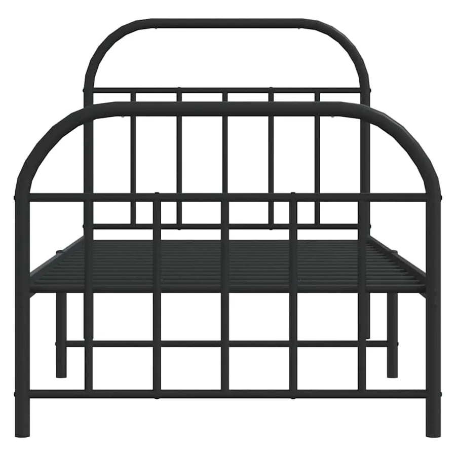 Cadre de lit métal sans matelas avec pied de lit noir 90x190 cm - 6