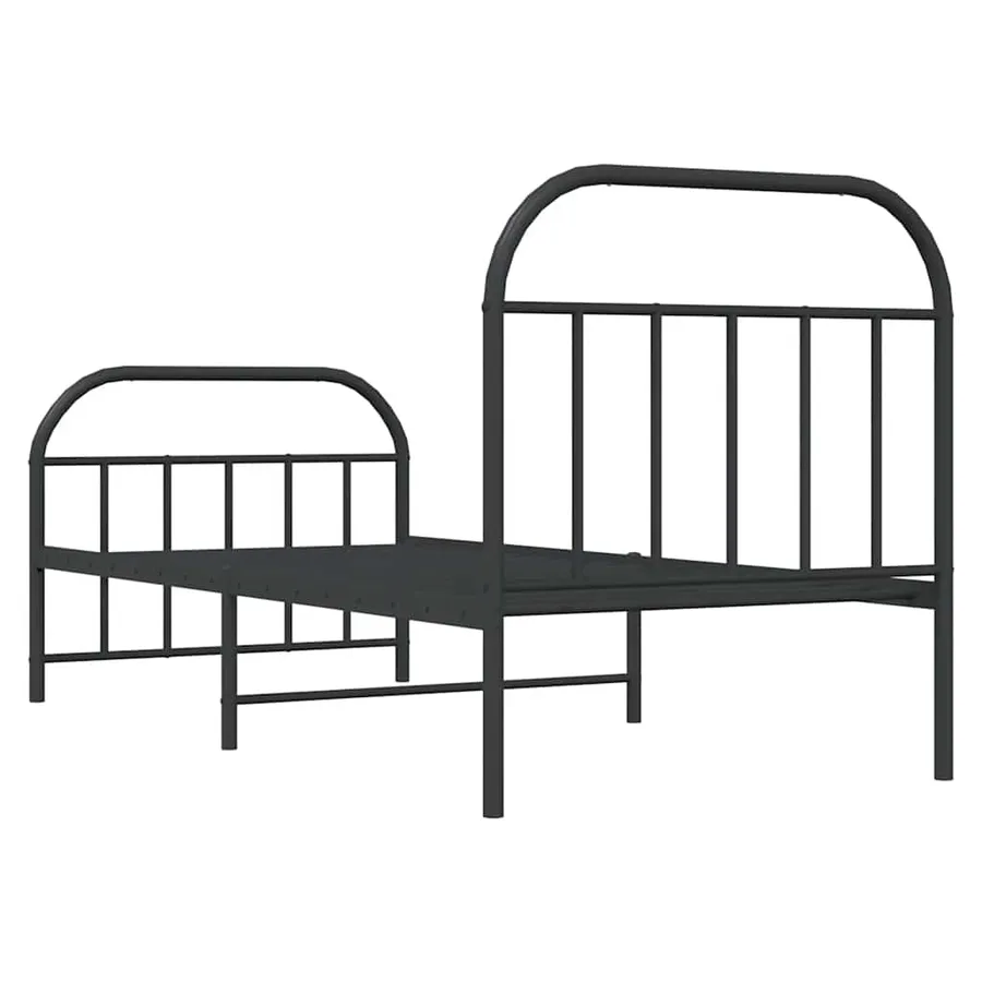 Cadre de lit métal sans matelas avec pied de lit noir 90x190 cm - 8