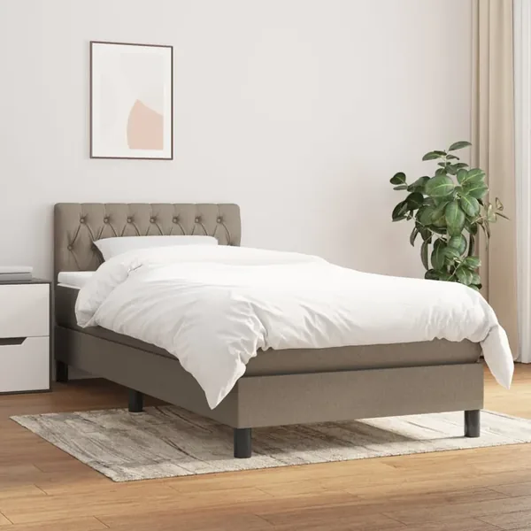 Sommier à lattes de lit avec matelas Taupe 90x190 cm Tissu
