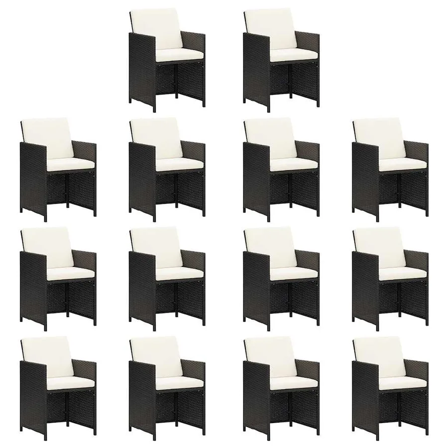 Ensemble à manger de jardin coussins 19 pcs Noir Résine tressée - 4