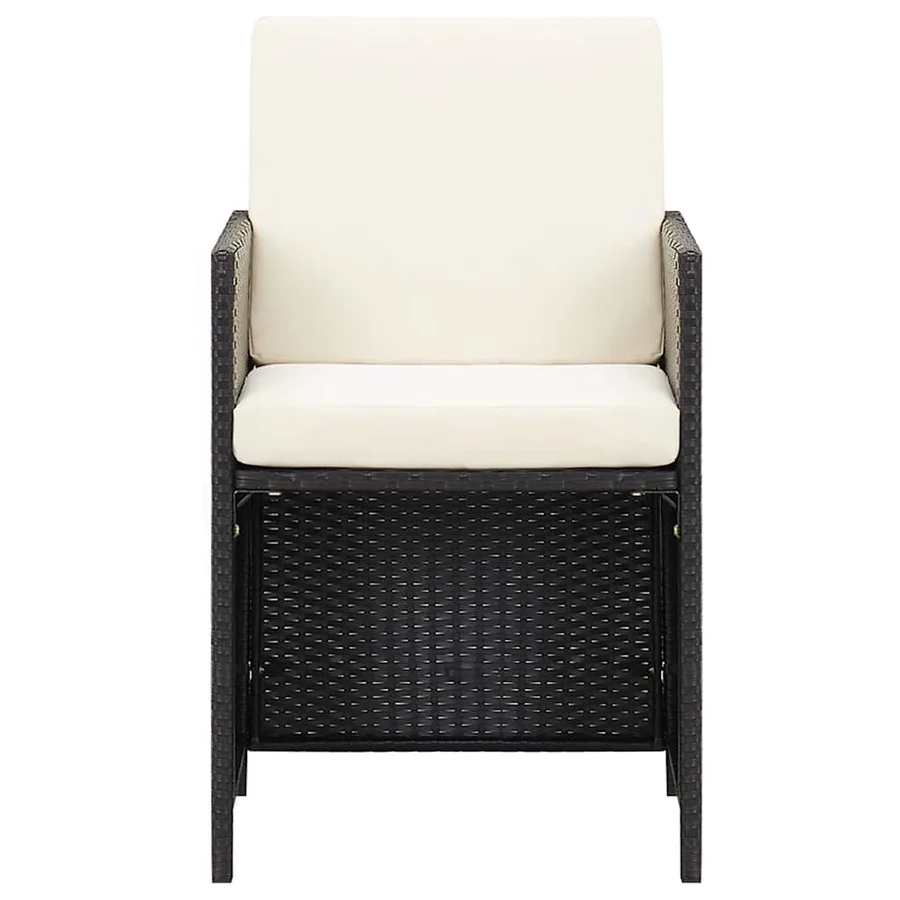 Ensemble à manger de jardin coussins 19 pcs Noir Résine tressée - 6