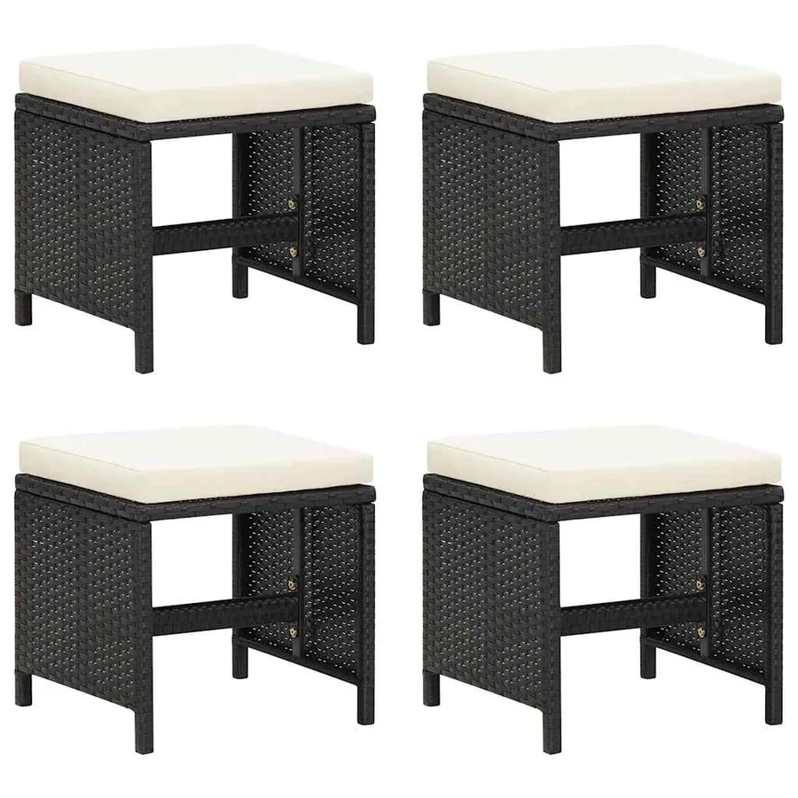 Ensemble à manger de jardin coussins 19 pcs Noir Résine tressée - 7