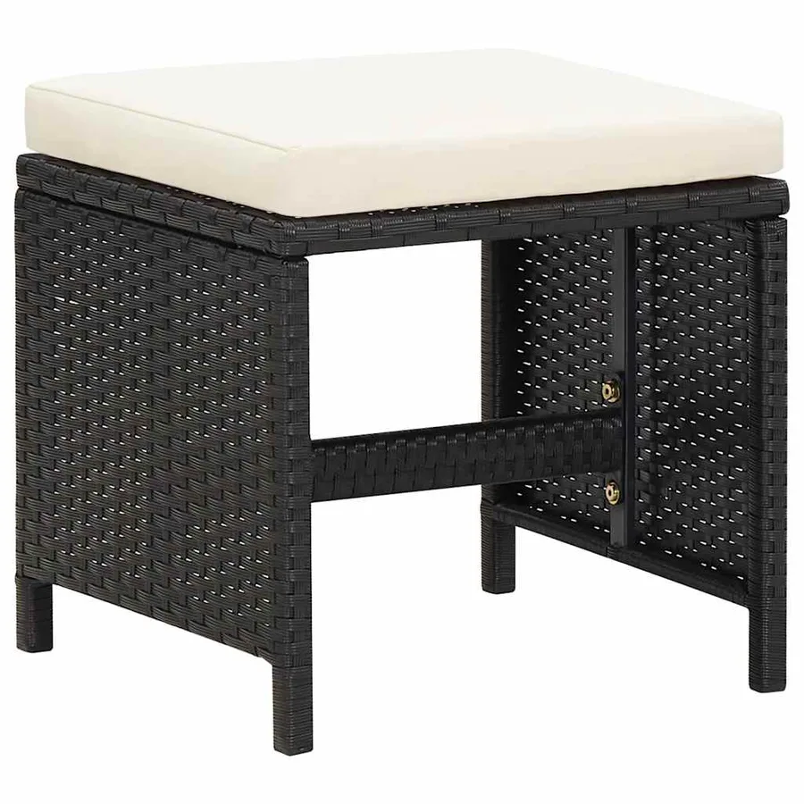Ensemble à manger de jardin coussins 19 pcs Noir Résine tressée - 8