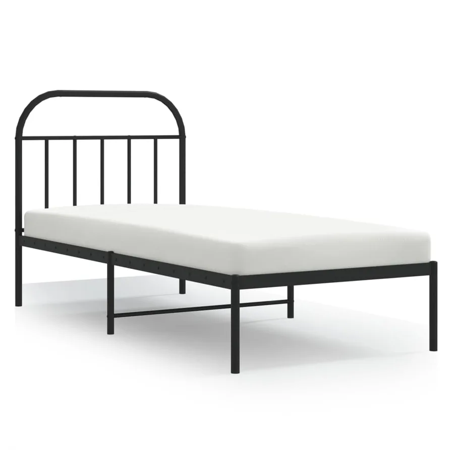 Cadre de lit métal sans matelas avec tête de lit noir 80x200 cm - 2