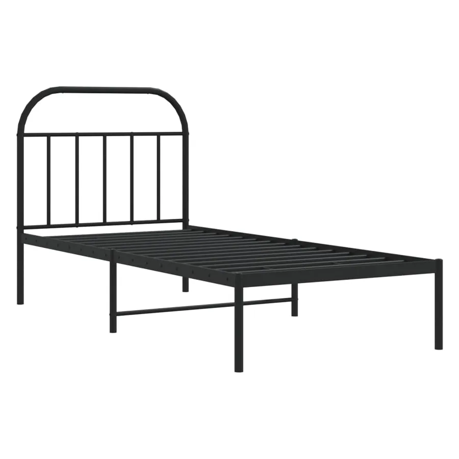 Cadre de lit métal sans matelas avec tête de lit noir 80x200 cm - 3