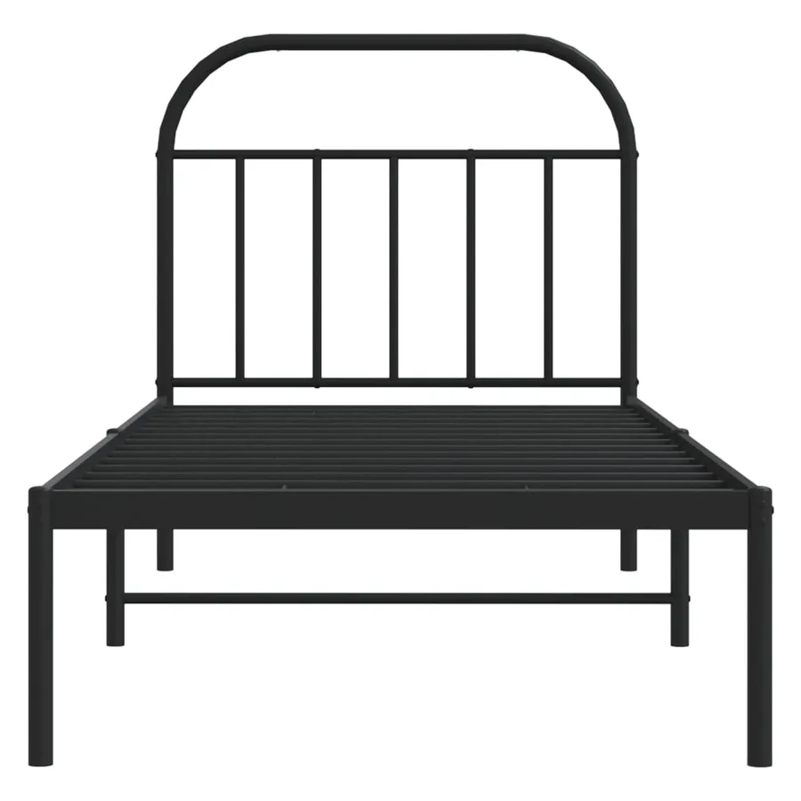 Cadre de lit métal sans matelas avec tête de lit noir 80x200 cm - 6