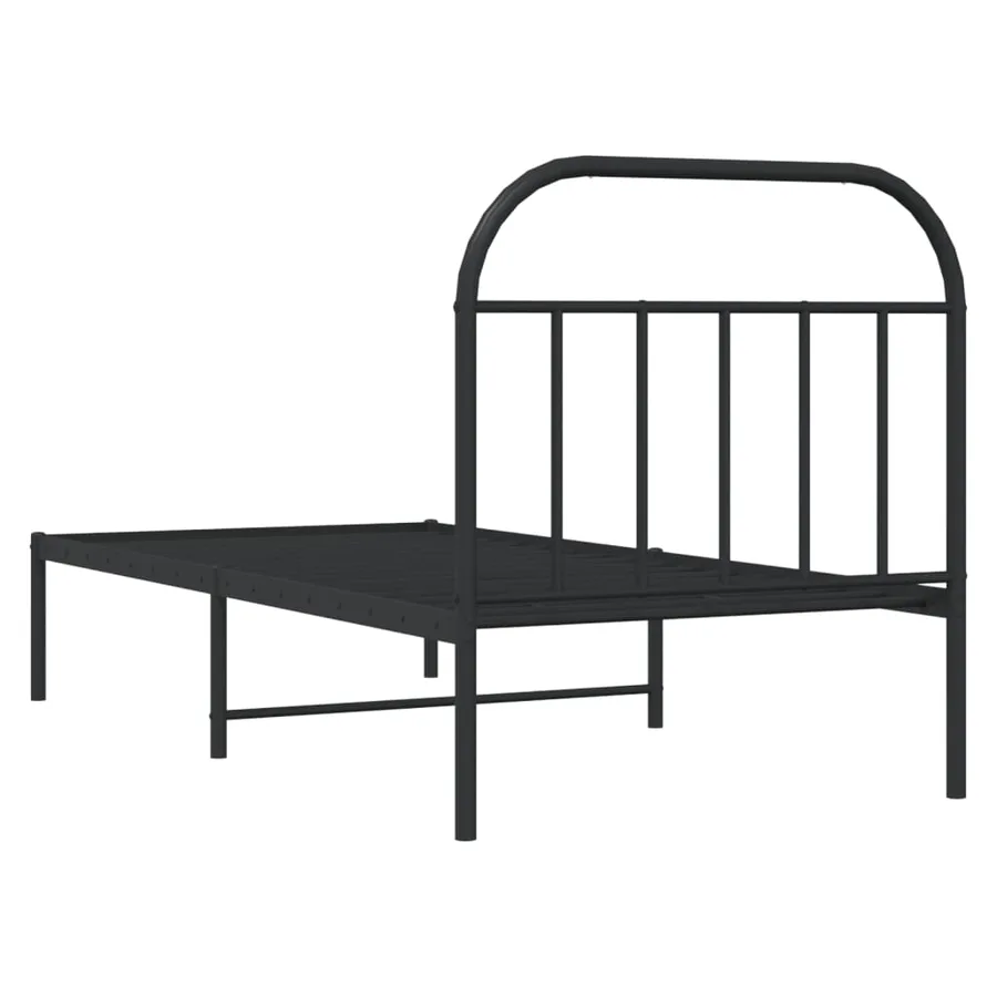 Cadre de lit métal sans matelas avec tête de lit noir 80x200 cm - 8