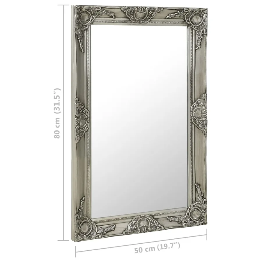 Miroir mural style baroque 50x80 cm Argenté - 6