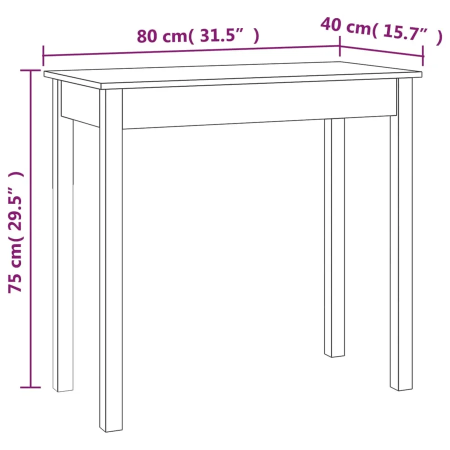 Table console 80x40x75 cm Bois massif de pin - 8
