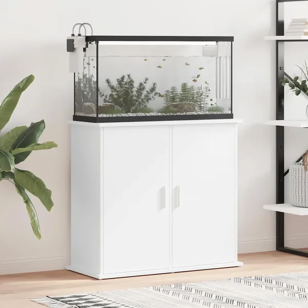 Support pour aquarium blanc 81x36x73 cm bois d'ingénierie