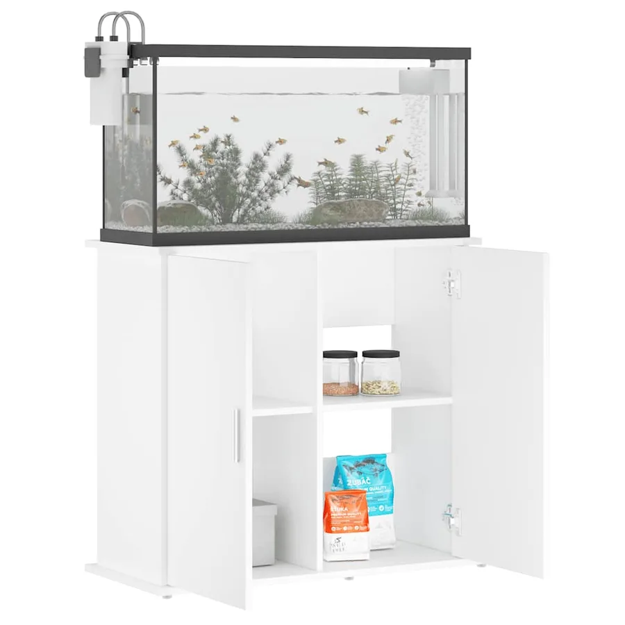 Support pour aquarium blanc 81x36x73 cm bois d'ingénierie - 3
