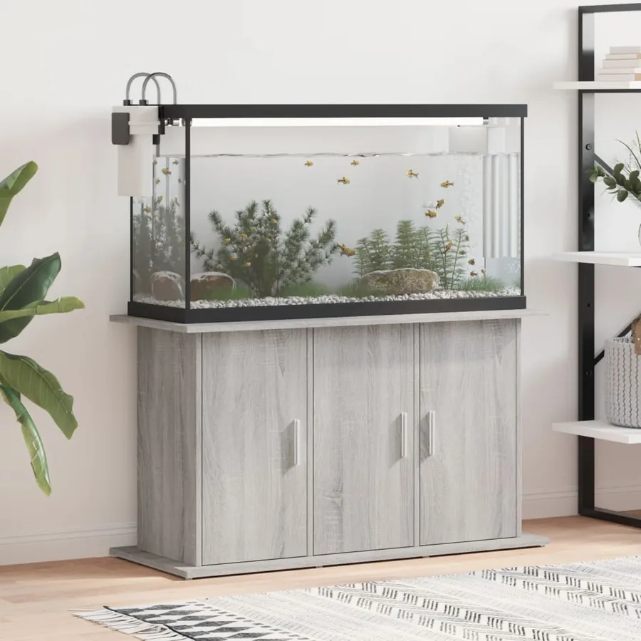 Support pour aquarium sonoma gris 101x41x58cm bois d'ingénierie