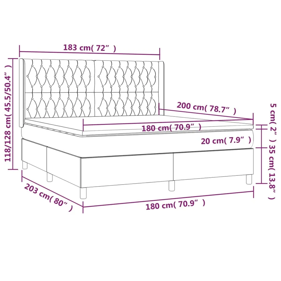 Sommier à lattes de lit avec matelas Taupe 180x200 cm Tissu - 7