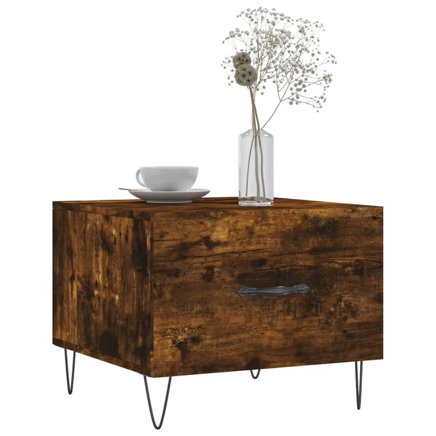 Tables basses 2 pcs chêne fumé 50x50x40 cm bois d'ingénierie - 3