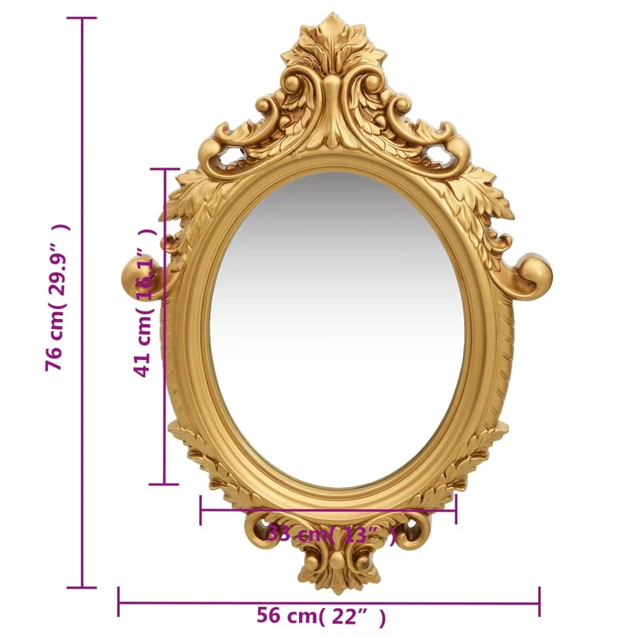 Miroir mural style château 56x76 cm Doré - 5
