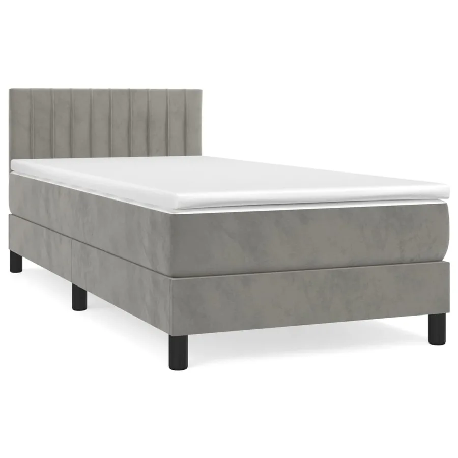 Sommier à lattes de lit et matelas Gris clair 90x190 cm Velours - 2