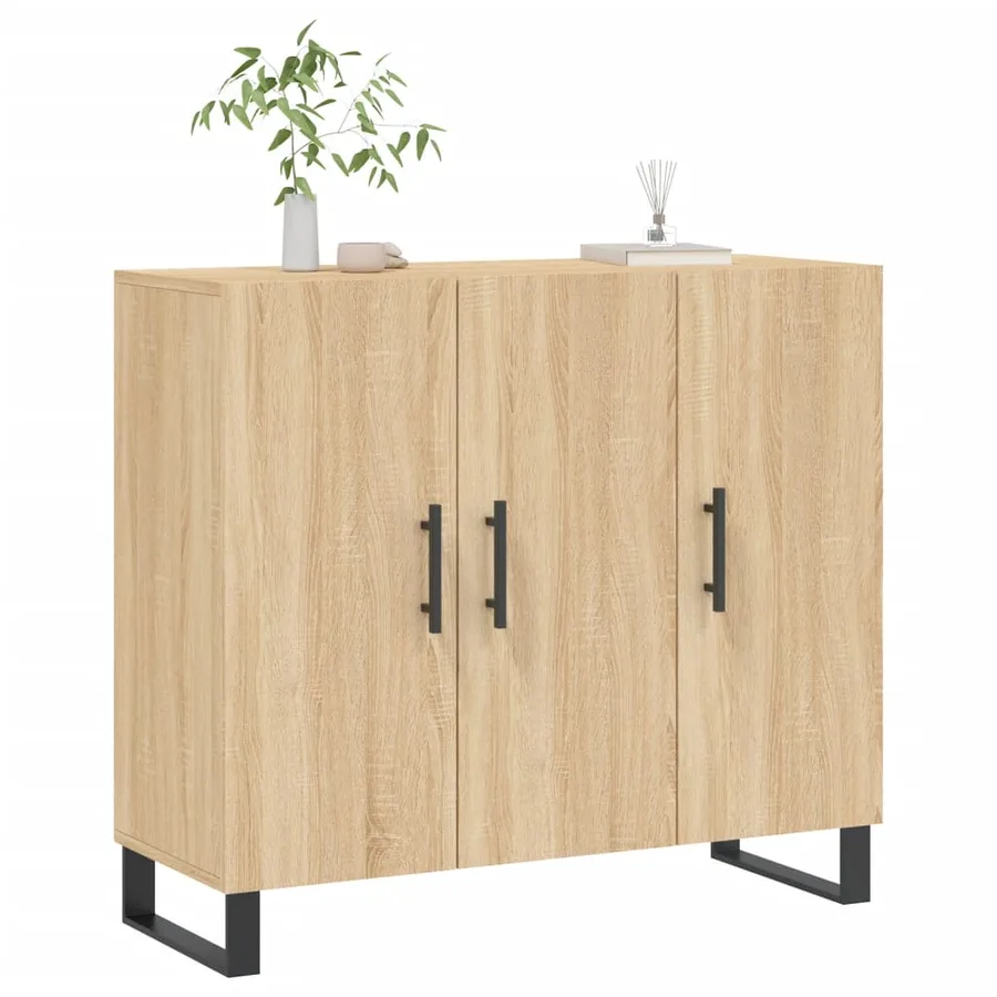 Buffet chêne sonoma 90x34x80 cm bois d'ingénierie - 3
