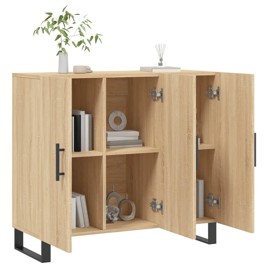 Buffet chêne sonoma 90x34x80 cm bois d'ingénierie - 4