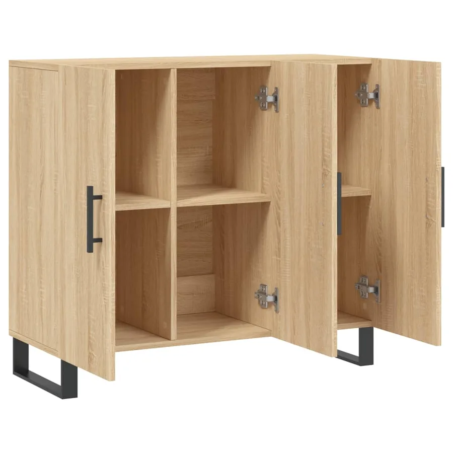 Buffet chêne sonoma 90x34x80 cm bois d'ingénierie - 5