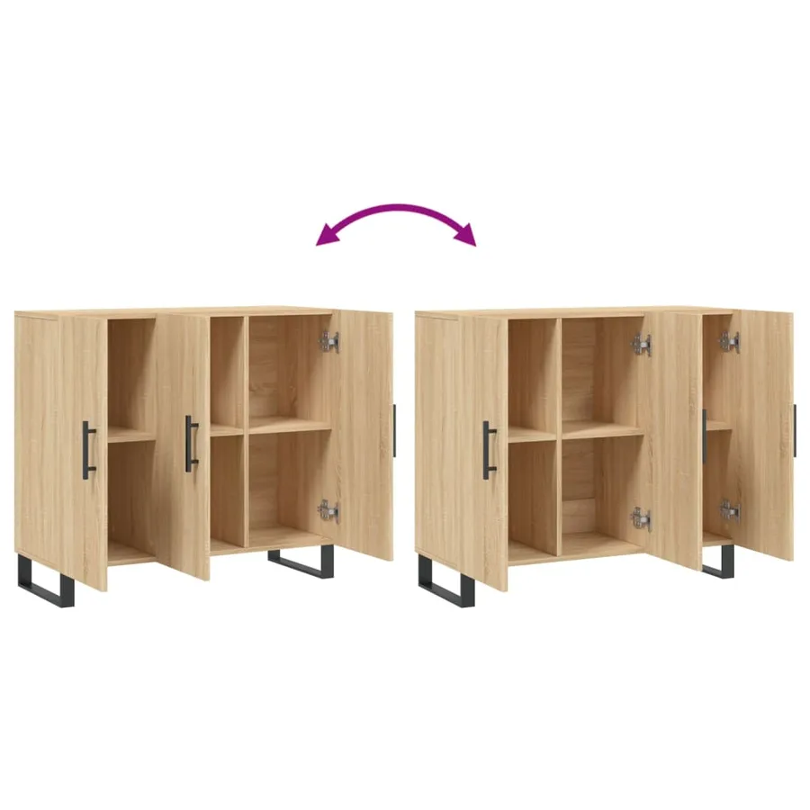Buffet chêne sonoma 90x34x80 cm bois d'ingénierie - 9