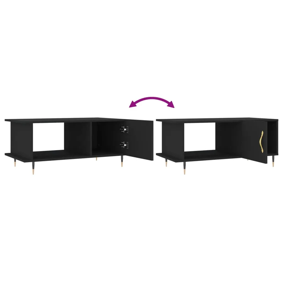 Table basse noir 90x50x40 cm bois d'ingénierie - 9