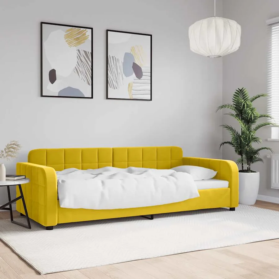 Lit de repos sans matelas jaune 90x200 cm velours