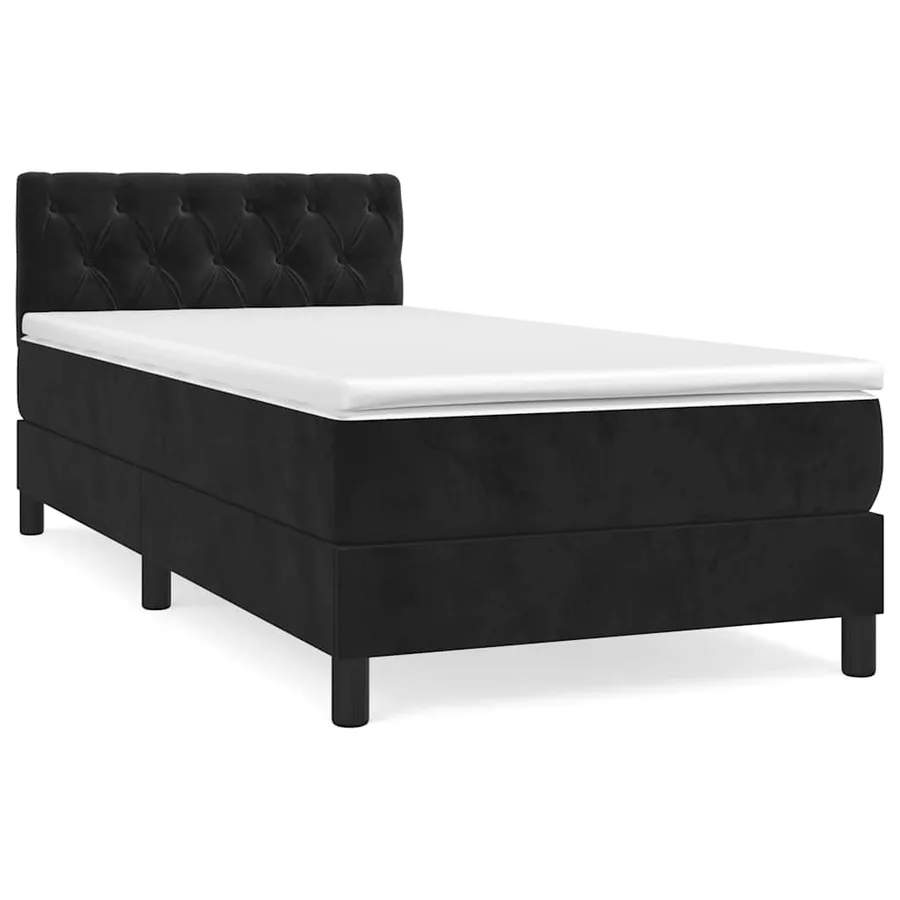 Sommier à lattes de lit et matelas Noir 80x200 cm Velours - 2