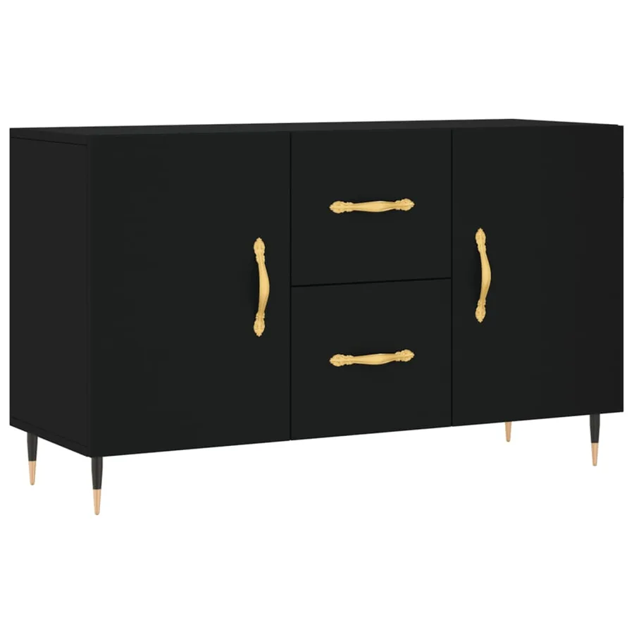 Buffet noir 100x36x60 cm bois d'ingénierie - 2