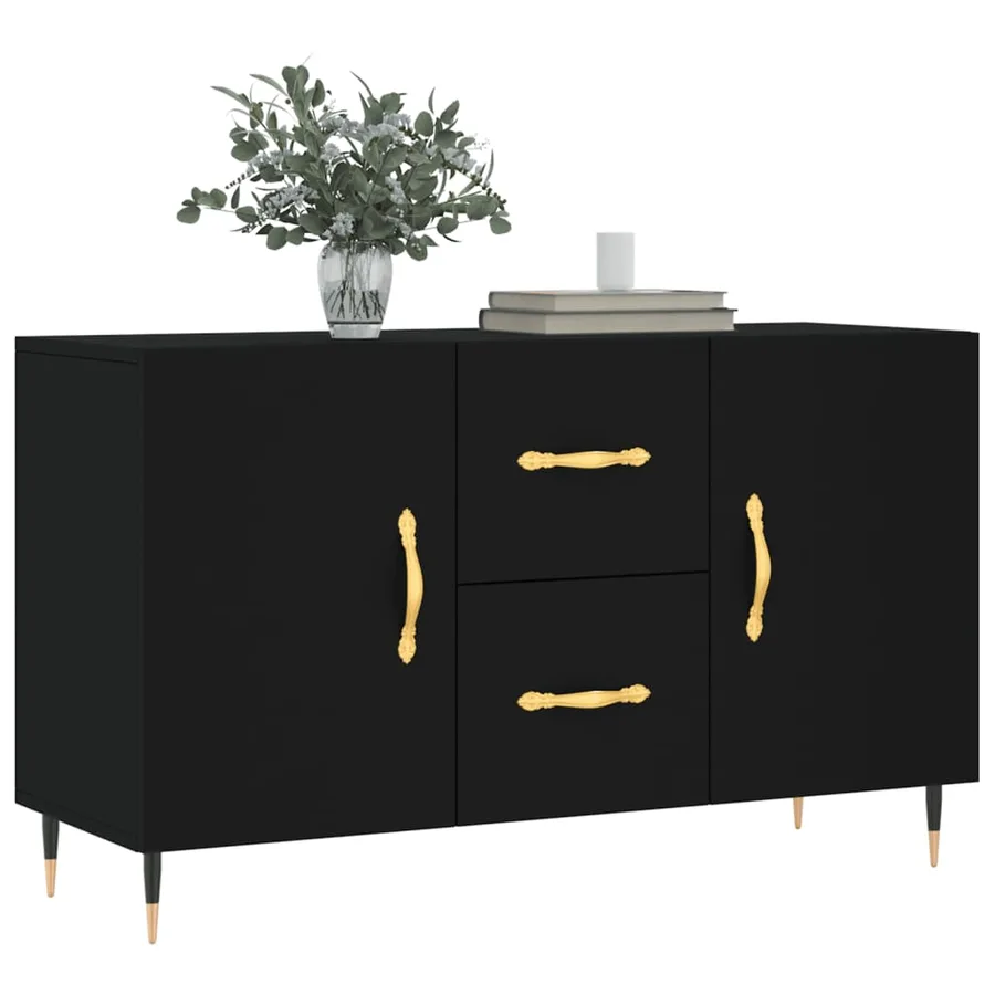 Buffet noir 100x36x60 cm bois d'ingénierie - 3