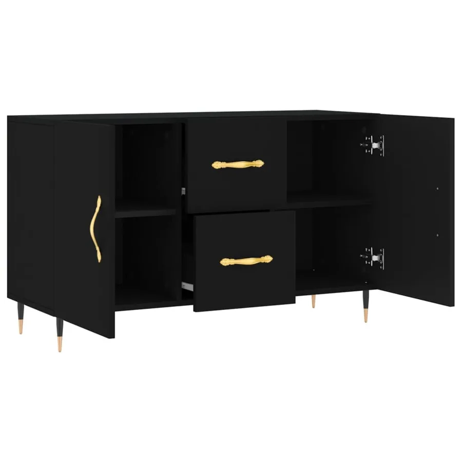 Buffet noir 100x36x60 cm bois d'ingénierie - 5