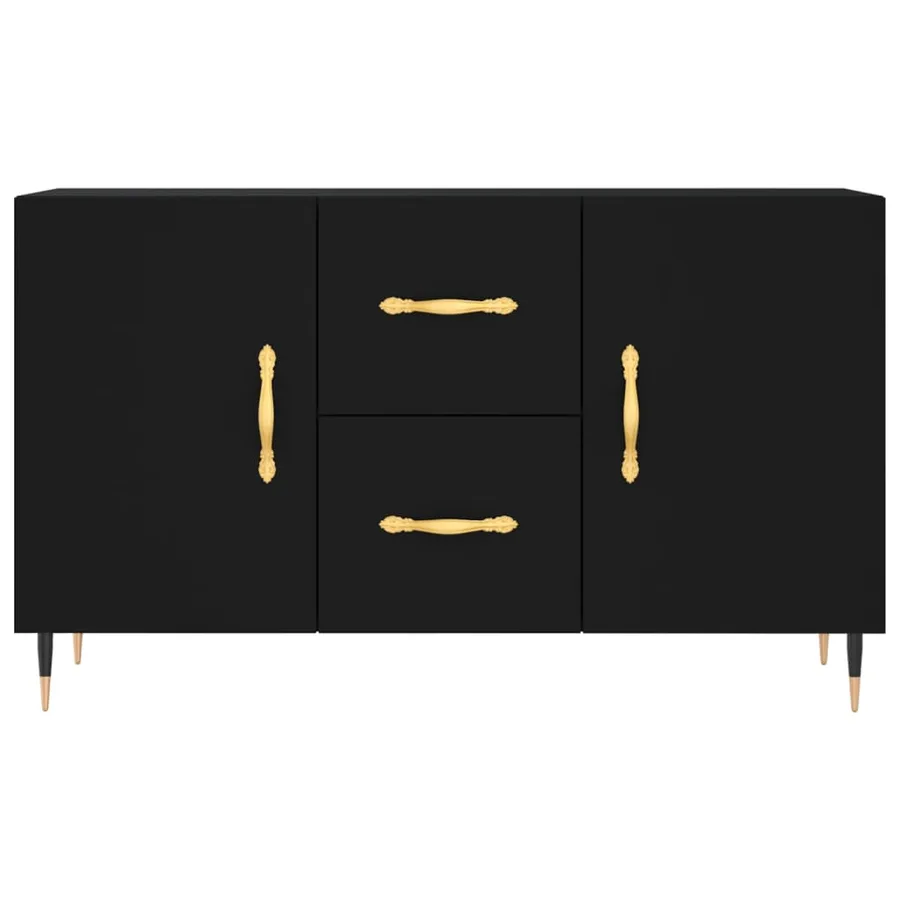 Buffet noir 100x36x60 cm bois d'ingénierie - 6